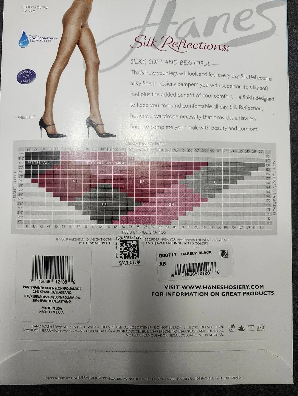 Hanes Silk Reflections Silky Sheer Pantyhose - Barely Black